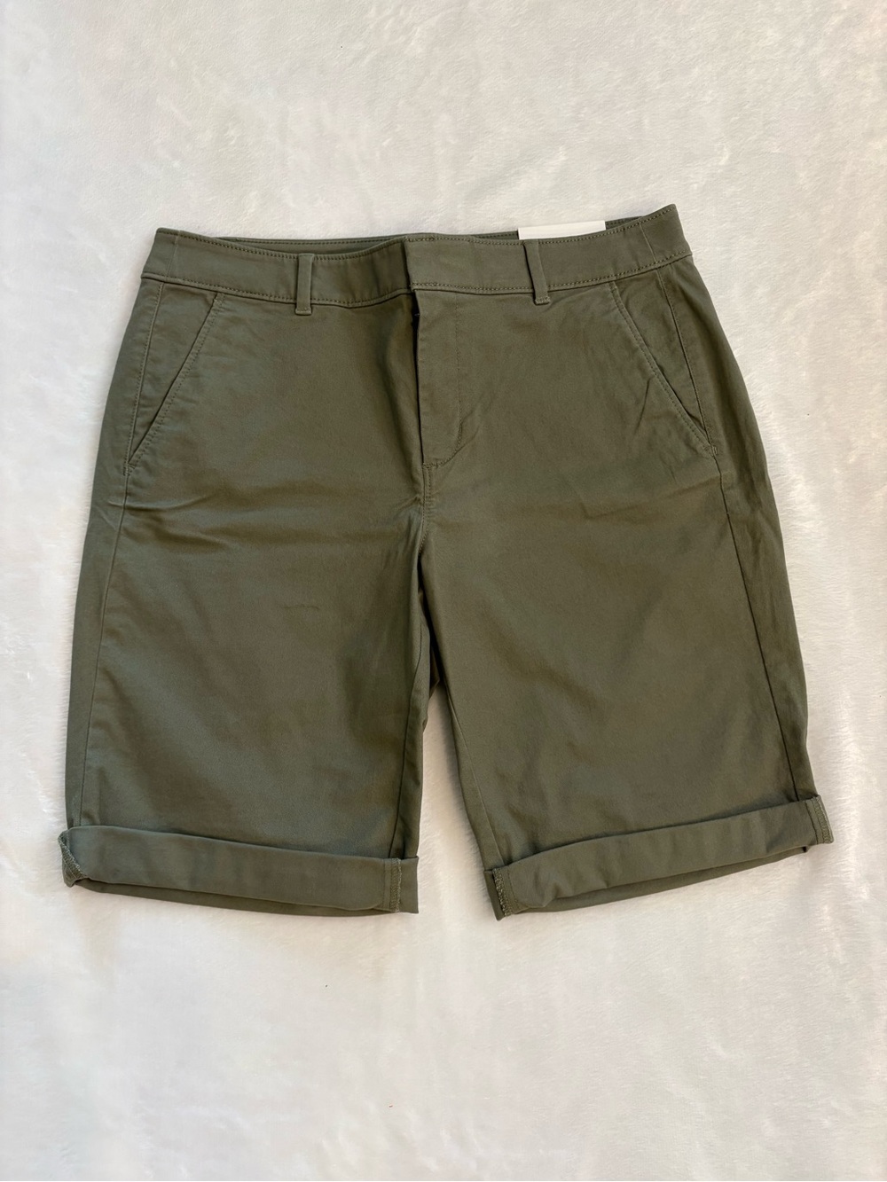 LOFT Olive Green Cuffed Bermuda Shorts